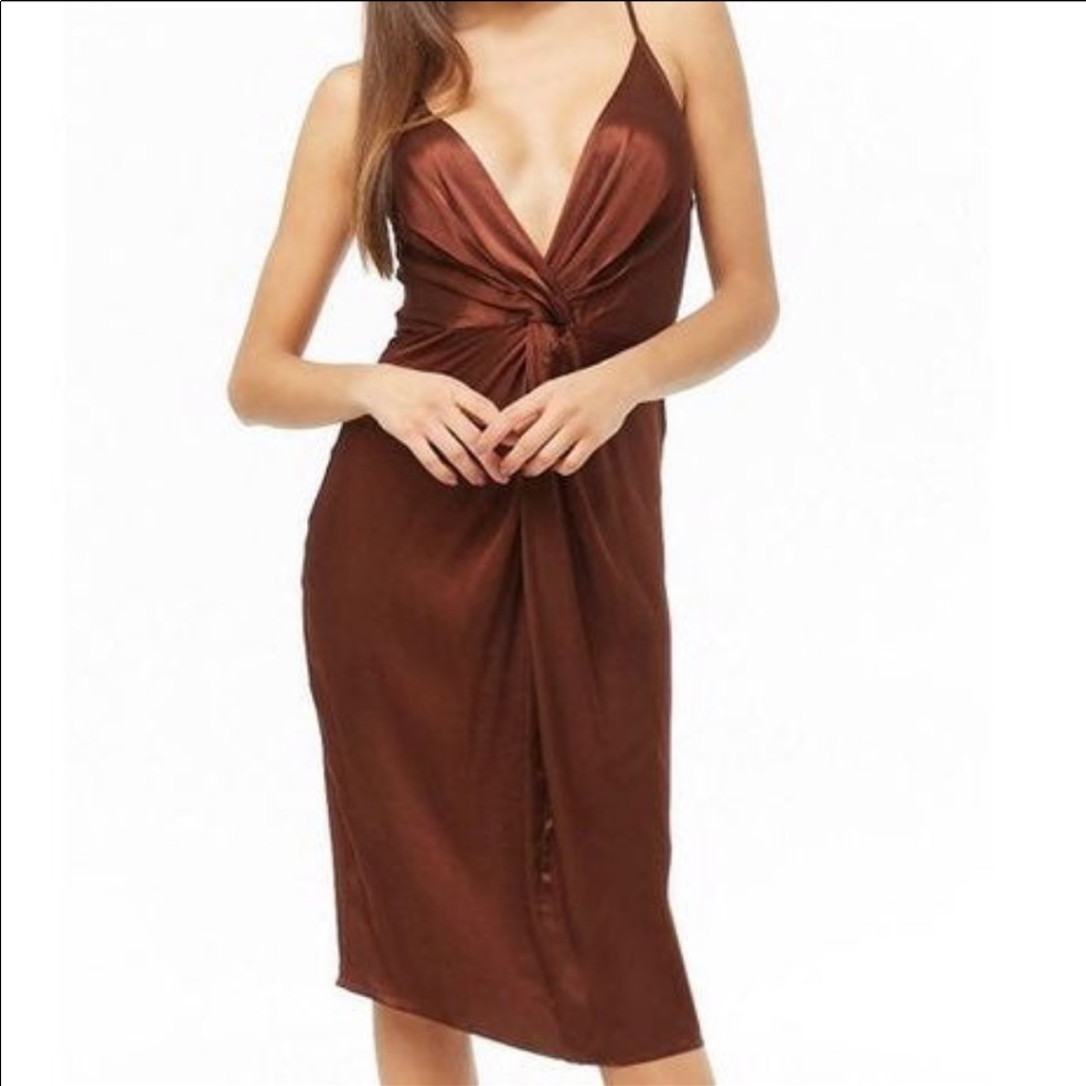 forever 21 chocolate satin twist front
